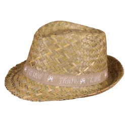 Best CAV SERVICE Chapeau en paille naturelle avec bandeau beige/blanc Ernest - 29 x 26 x 12 cm