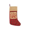 Outlet Chaussette de Noël à suspendre en jute décor rennes rouge et beige - 20 x 52 cm