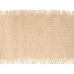 Outlet 090SM18 Chemin de table en jute frangé coloris naturel - 29 x 500 cm