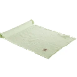 Clearance BOLTZE Chemin de table Lenea coloris vert en coton - 140 x 40 cm