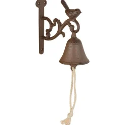 Online ESSCHERT DESIGN Cloche murale motif oiseau en fonte marron 14,4x7,5x15,5 cm