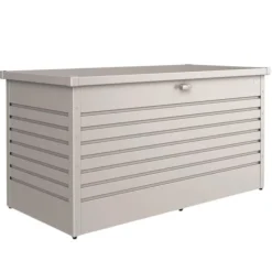 Best BIOHORT Coffre de jardin 160 en acier galvanisé coloris argent métallisé - 160 x 79 x 83 cm