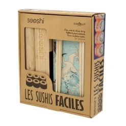 Hot COOKUT Coffret cadeau baguettes et livre sooshi bambou - 21,3 x 24,4 x 5,8 cm