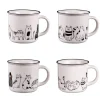Hot BASTIDE Coffret de 4 mugs Friends coloris blanc et noir en porcelaine - Ø 10 cm