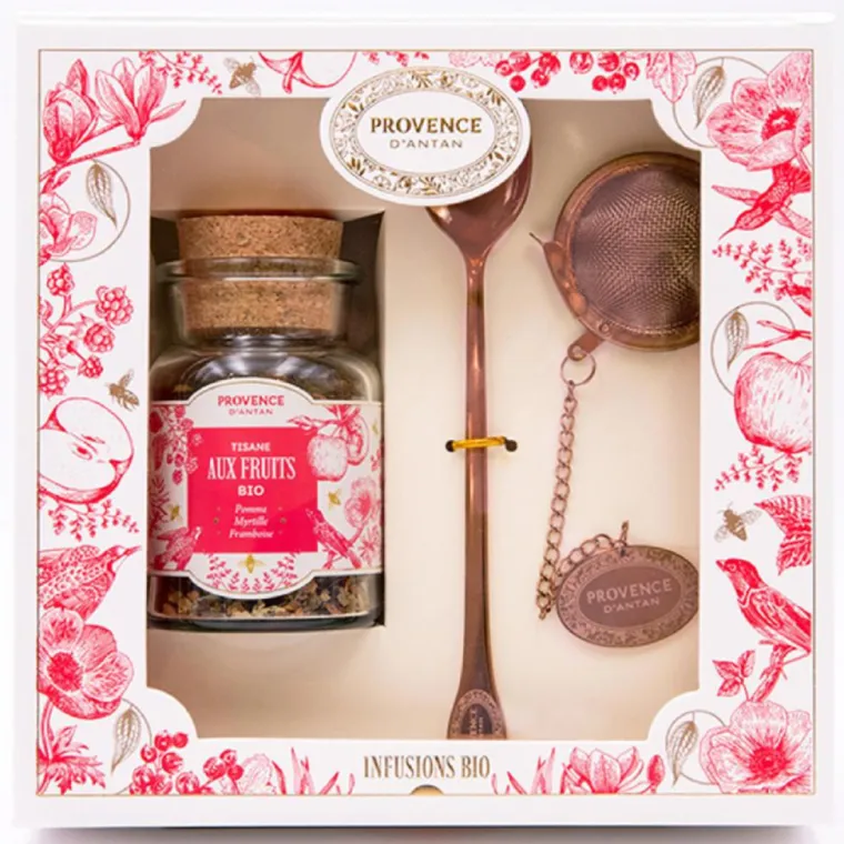 Clearance PROVENCE D'ANTAN Coffret tisane aux fruits bio avec boule à infusion et cuillère Provence d’antan - 45 g