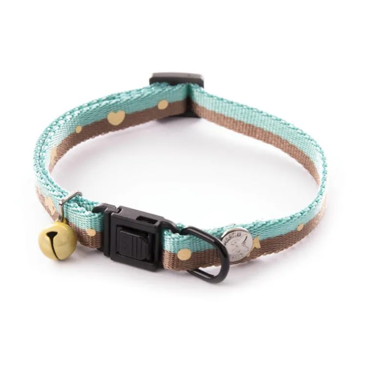 Hot MARTIN SELLIER Collier pour chat Bicolor Bulles vert d’eau et marron