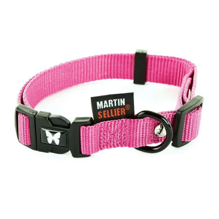Online MARTIN SELLIER Collier réglable en nylon rose pour chien - 2,5x45/65 cm