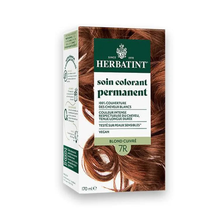Hot HERBATINT Coloration permanente pour cheveux blond cuivré 7R aux extraits végétaux biologiques vegan - 170 ml