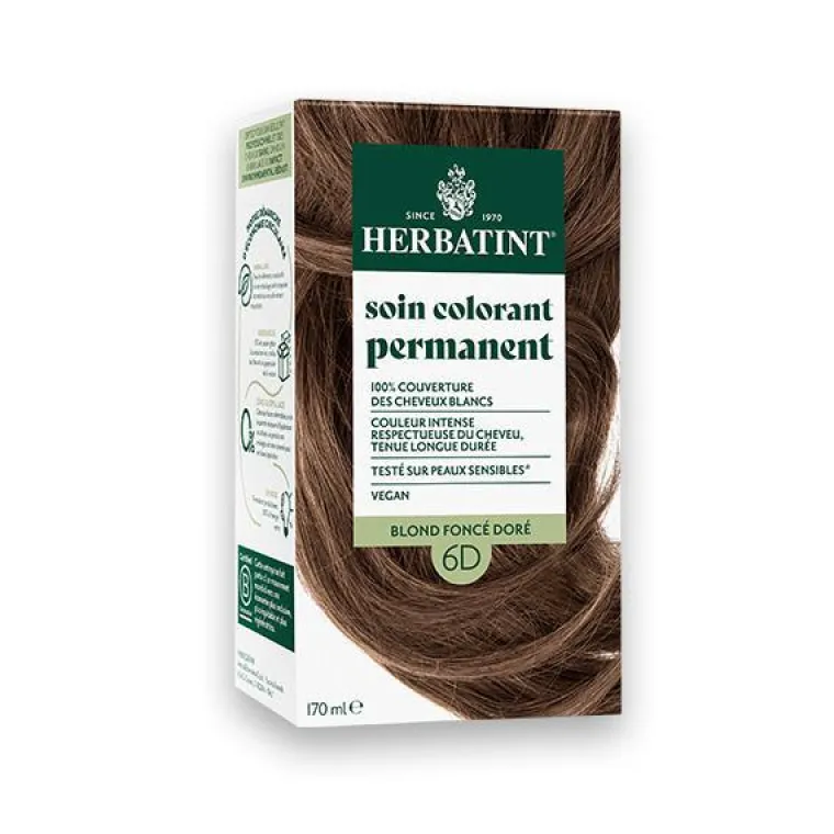 Hot HERBATINT Coloration permanente pour cheveux blond foncé 6D aux extraits végétaux biologiques vegan - 170 ml