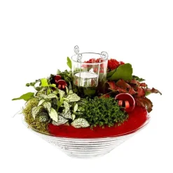 Best Composition florale de Noël H 25 cm avec verrerie Ø 25 cm