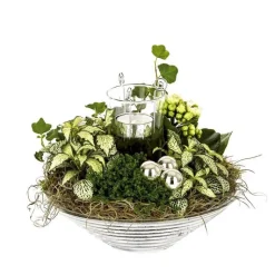 Best Composition florale de Noël H 25 cm avec verrerie Ø 25 cm