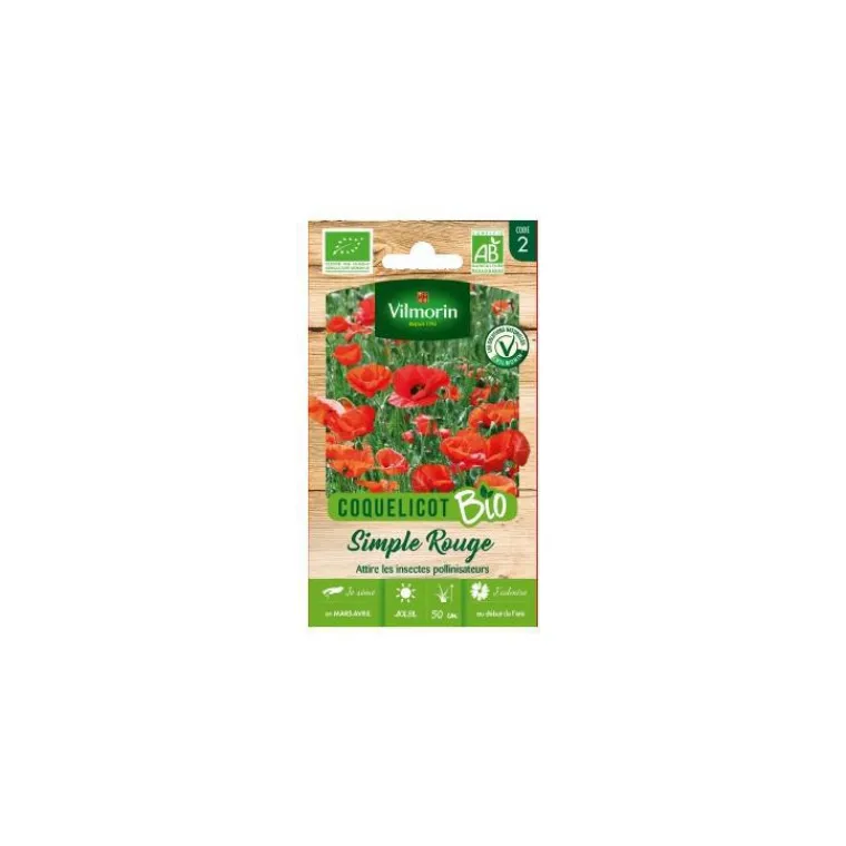 Discount VILMORIN Coquelicot Simple rouge Bio - graines à semer
