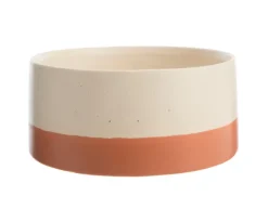 Coupe pour cache-pot Cactus coloris beige en céramique - 20 x 20 x 9 cm