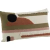 Sale Coussin Abstrait en coton beige, rose et vert 50x3 cm