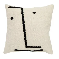 Discount Coussin avec visage en coton blanc 60x60 cm