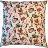Outlet SAFECO Coussin carré blanc en coton à motifs rouges et verts Farceur - 45 x 45 cm