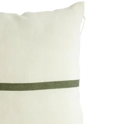Sale Coussin carré en coton blanc décor ligne verte - 40 x 40 cm