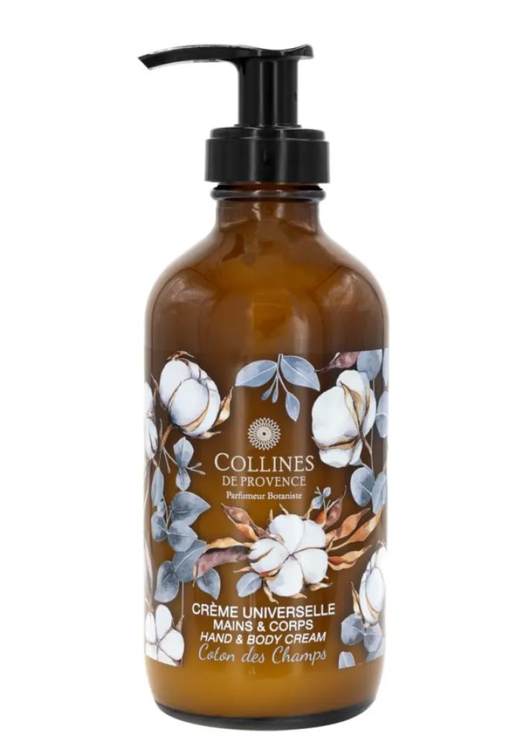 New COLLINES DE PROVENCE Crème universelle mains et corps en flacon pompe senteur Coton des Champs – 225 ml
