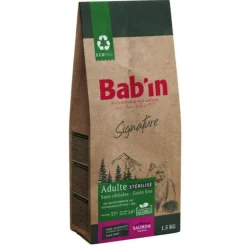 Discount BAB'IN Croquettes pour chat adulte stérilisé au saumon sans céréales Signature - 1,5 kg