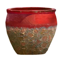 Sale DECOLINES Cuvier en grès émaillé old rouge Leon - Ø 40 x H 39 cm