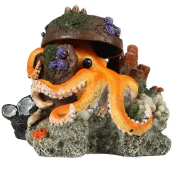 Clearance EUROPET Décor d’aquarium pieuvre orange - 15,5 x 12,5 x 11 cm