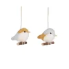 Outlet EDELMAN Décoration à suspendre oiseau jaune et gris en laine - 7 x 9 x 7 cm