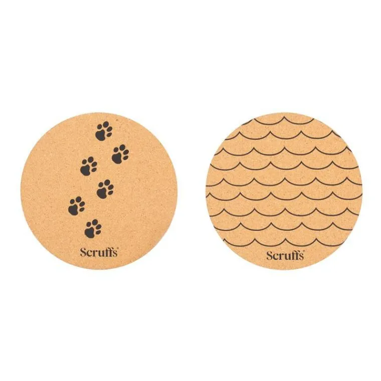 Discount SCRUFFS Dessous de gamelle coloris marron en liège motifs vagues et pattes – x 2