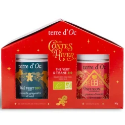 Outlet TERRE D'OC Duo thé vert gingembre et tisane pomme d'amour bio les contes d'hiver - 90 g