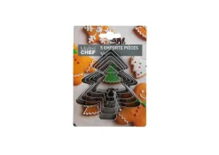 Ensemble de 5 emporte-pièces forme sapin en inox argent - les 3 pièces