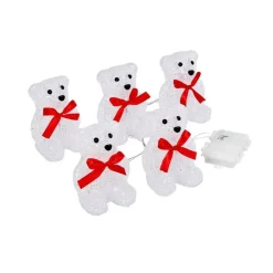 SMART GARDEN Ensemble de 5 ours polaires blancs lumineux acryliques à 40 LED blanc froid pour intérieur ou extérieur - H 12 cm