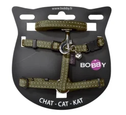 Best BOBBY Ensemble sellerie pour chat coloris vert en nylon harnais et laisse Safe - Taille XS