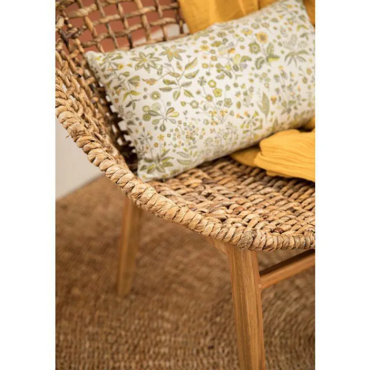 Sale Fauteuil coloris marron assise en teck et abaca - 78 x 78 x 80 cm