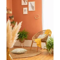 Sale Fauteuil coloris marron assise en teck et abaca - 78 x 78 x 80 cm