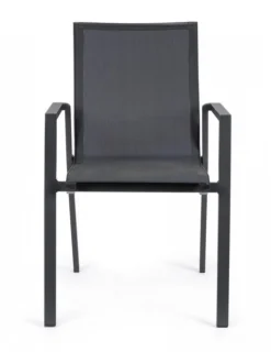 Best Fauteuil de jardin en aluminium et textilène anthracite BIZZOTTO Krion