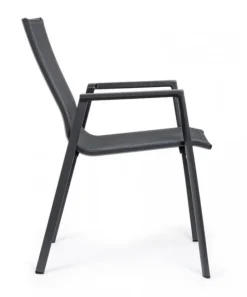 Best Fauteuil de jardin en aluminium et textilène anthracite BIZZOTTO Krion