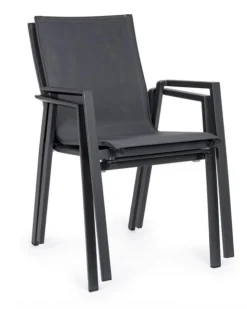 Best Fauteuil de jardin en aluminium et textilène anthracite BIZZOTTO Krion