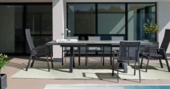 Best Fauteuil de jardin en aluminium et textilène anthracite BIZZOTTO Krion