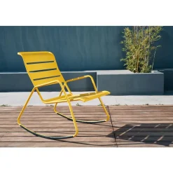 Best FERMOB Fauteuil rocking chair coloris jaune en acier Monceau - 68 x 78 x 88 cm
