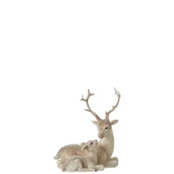 Clearance EDELMAN Figurine cerf blanc en résine avec faon - 10,5 x 6 x 12,5 cm