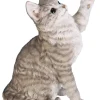 Online RIVIERA Figurine en résine chat gris jouant - 33 cm