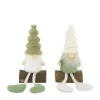 Online Figurine gnome en tissu vert sur rondin en pin - 7,5 x 5 x 14 cm
