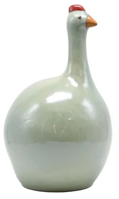 Hot EDA Figurine poule coloris vert en céramique - 15,5 x 15,5 x 26 cm