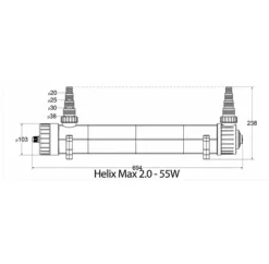 Hot BLUE CORAL Filtre UV aquarium, efficacité maximale, AQUA MEDIC Helix Max 2.0 - 55W