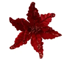 KAEMINGK Fleur artificielle de Poinsettia en velours rouge - Ø 44 x H 17 cm