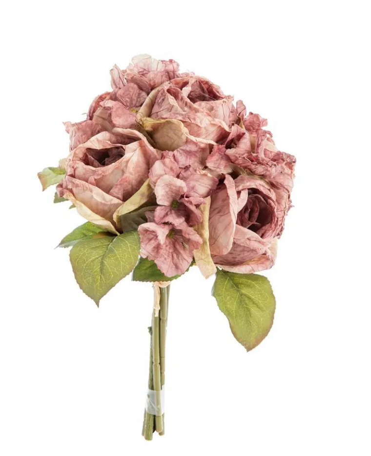 Discount NATURALYS Fleur artificielle en papier bouquet de roses coloris violet - H 30 cm