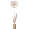 KAEMINGK Fleur en fer beige sur support en bois - 12,5 x 5,5 x H 45 cm