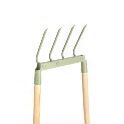 Clearance BOTANIC® Fourche écologique à 4 dents en métal vert amande et manche bois
