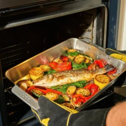 Clearance OONI Gants anti-chaleur en cuir noir - 35 x 17 cm