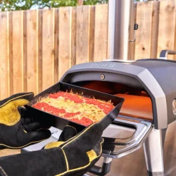 Clearance OONI Gants anti-chaleur en cuir noir - 35 x 17 cm