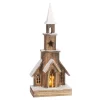 Outlet EDELMAN Église en bois de sapin avec éclairage à piles - 21 x 12 x 48 cm